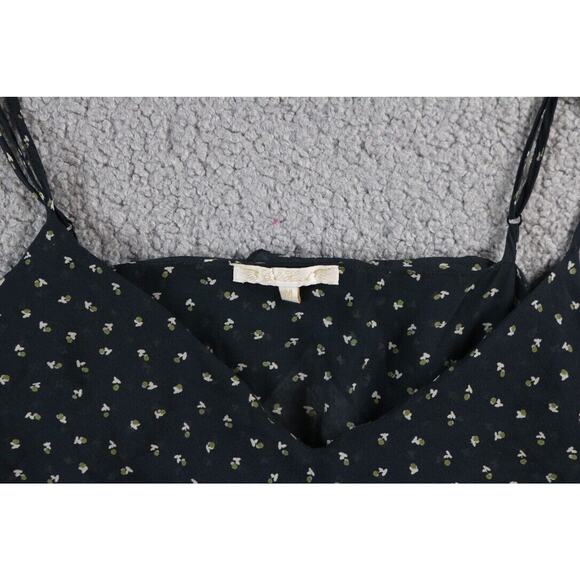 Gold Hawk Dress Silk Womens Medium Floral Print Ruffle Top Spaghetti Strap - Picture 4 of 8